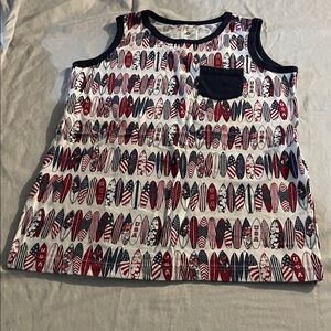 The Children's Place White Red and Navy Surfboard Print Tank Top